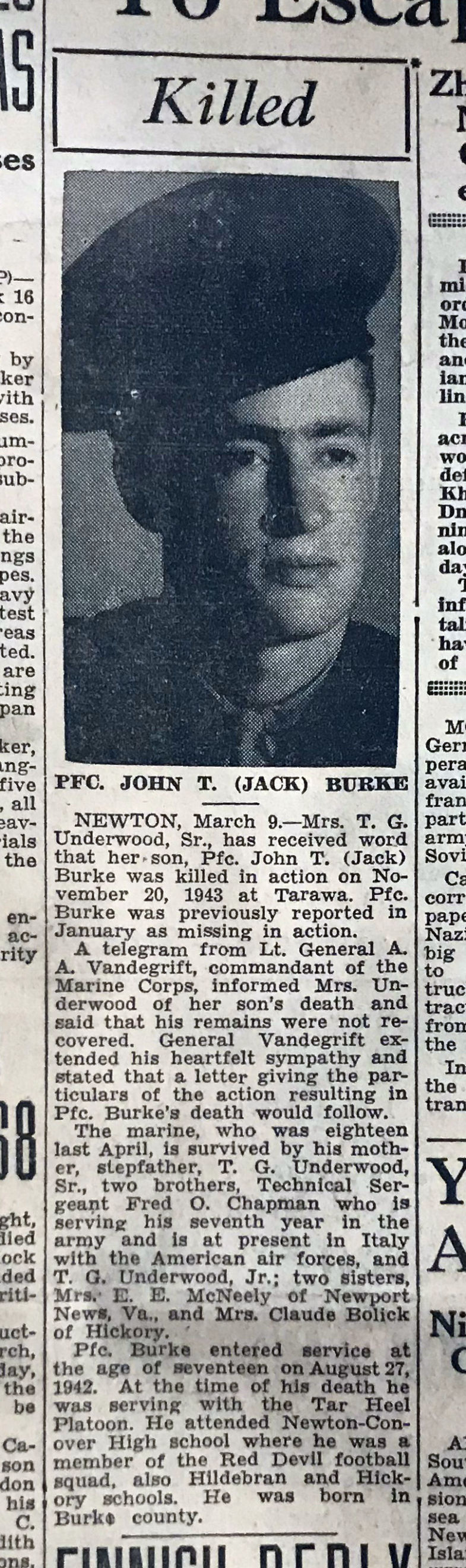 John Taylor Burke 1944 newspaper.JPG